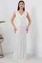 Sequin Sequin Zero Sleeve Double Breasted Collar Long Dress 13358 - 4