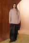 Women's Polo Collar Loose Cut Basic Jazz Yarn Knitwear Tunic 8442 Mink - 5