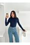 Women's Half Turtleneck Finger-Looped Full Stretch Fabric Buzz Bodysuit - 8