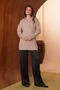 Women's Polo Collar Loose Cut Basic Jazz Yarn Knitwear Tunic 8442 Mink - 4