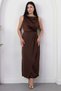 Square Neck Ruched Waist Slit Dress YZC25Y223 - 5