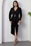 Double Breasted Collar Long Sleeve Waist Buckle Dress Grs3829 - 3