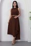 Crew Neck Chain Belted Crepe Dress Grs3992 - 7
