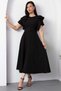 Atlas Dress with Ruffled Sleeves and Belt DKS1213 - 4