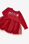 Red Christmas Themed Magic Motto Long Sleeve Girls' Dress - Claire - 4