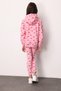 Pink Patterned Hooded Long Sleeve Girls' Tracksuit Set - Nell - 4