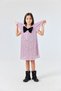 Pink Sequin Bow Detailed Short Sleeve Girls' Dress - Rhea - 3