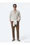 Beige Printed Regular Fit Long Woven Casual Shirt - 4
