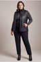 Collar Belt Detail, Ribbed Sides, Large Size Quilted Vest, Black - 4
