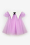 Lilac Pointed Collar Short Sleeve Girls Tulle Dress - Nicole - 5