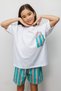 Mint Sushi Figured Line Patterned Short Sleeve Kids T-Shirt Shorts Two-Piece Set - Ellie - 4