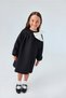 Black Shoulder Girl's Dress with Bow Detail - Leah