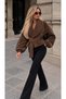 Lorven Cross Buckle Suede Oversize Brown Viral Women's Jacket - 6