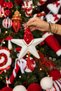 Christmas Tree Ornament Star Sequined Fringed Red 20X23 cm