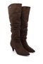 Women's Brown Suede Pointed Toe Bellows Thin Heeled Boots - 5