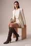 Women's Brown Suede Pointed Toe Bellows Thin Heeled Boots - 4