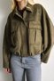 Balloon Fit Jacket with Collar, Zipper and Snap Closure Jacket Coat H3823Ax26Au - 5