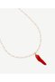 Coral Stone Detailed Pearl Necklace - 2