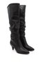 Women's Black Pointed Toe Bellows Thin Heeled Boots - 5