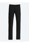 Black Plain Woven Slim Fit Casual Cotton Blended Trousers - 5