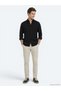 Black Plain Regular Fit Long Woven Casual Cotton Blend Shirt - 2
