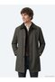 Khaki Regular Fit Shirt Collar Casual Woven Top Coat