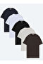 Multicolored 5-Pack Plain 100% Cotton T-Shirts