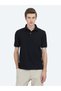 Black Plain Polo Neck Cotton Blend T-Shirt