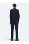 Navy Blue Striped Modern Fit Knitted Suit - 5