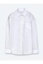 White Plain Oversize Fit Long Woven Casual Shirt - 6