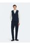 Navy Blue Slim Fit Butterfly Collar Classic Vest - 2