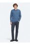 Aviator Blue Crew Neck Patterned Cotton Blend Knit Sweater - 2