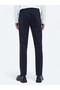 Navy Blue Woven Slim Fit Casual Cotton Blend Trousers - 4