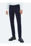 Navy Blue Woven Slim Fit Casual Cotton Blend Trousers - 2