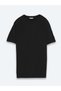 Black Crew Neck Plain Knit Sweater - 5