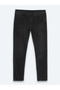 Black Straight Slim Fit Denim Cotton Blend Trousers - 7