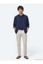 Navy Blue Plain Regular Fit Long Woven Casual Cotton Blend Shirt