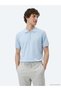 Light Blue Polo Collar Plain Knitted Knitwear