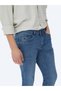 Navy Blue Slim Fit Denim Cotton Blended Trousers - 3