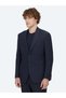 Light Navy Blue Plain Modern Fit Wool Blend Jacket