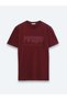 Burgundy Printed Crew Neck 100% Cotton T-Shirt - 6