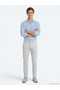 Stone Plain Woven Slim Fit Casual Trousers - 4