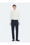 Navy Blue Woven Relaxed Fit Casual Cotton Blend Trousers