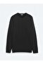 Black Crew Neck Plain Knit Sweater - 7