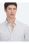 Light Navy Blue Plain Regular Fit Long Woven Casual Cotton Blend Shirt - 3