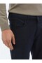 Navy Blue Woven Slim Fit Casual Cotton Blend Trousers - 3