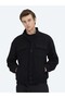 Black Comfort Fit High Collar Woven Coat