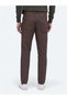 Brown Woven Slim Fit Casual Cotton Blend Trousers - 4