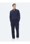 Navy Blue Woven Loose Fit Casual Trousers