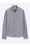 Gray Regular Fit Long Woven Casual Cotton Blend Shirt - 6